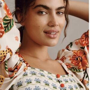 🌴🦜FARM RIO🌴🦜NWT ANTHROPOLOGIE BEAUTIFUL FARM RIO LONG TUNIC TOP SIZE L